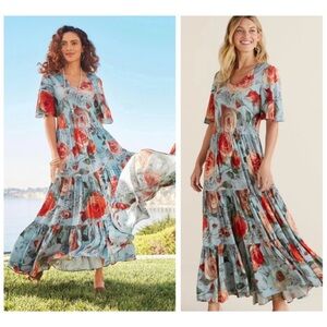 Soft Surroundings First Blooms Tiered Maxi Dress
